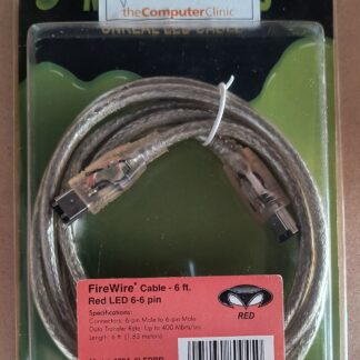 Mutant Mods FireWire IEEE 1394 6 ft 6-Pin to 6-Pin Cable with Red LED