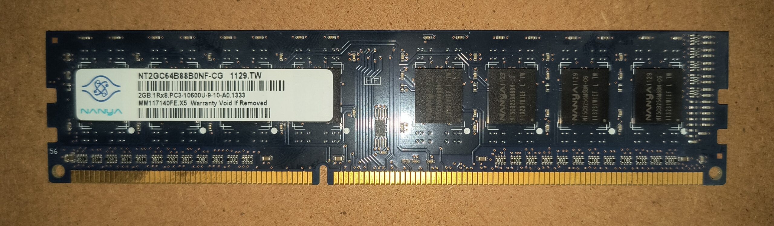 Nanya 2GB DDR3 1333MHz PC3-10600U 1Rx8 240-Pin UDIMM Desktop RAM NT2GC64B88B0NF-CG