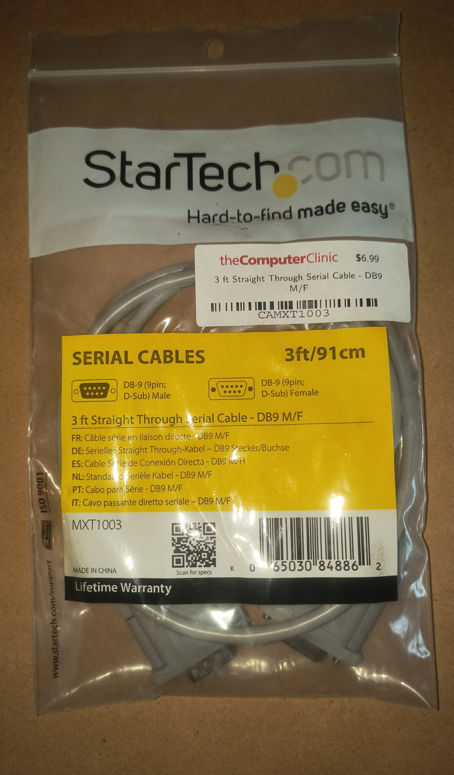 StarTech.com MXT1003 3 ft Straight-Through Serial Cable DB9 Male to Female
