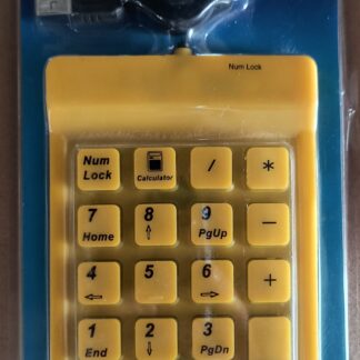 USB Flexible Silicone 18-Key Numeric Keypad with Retractable Cable in Yellow