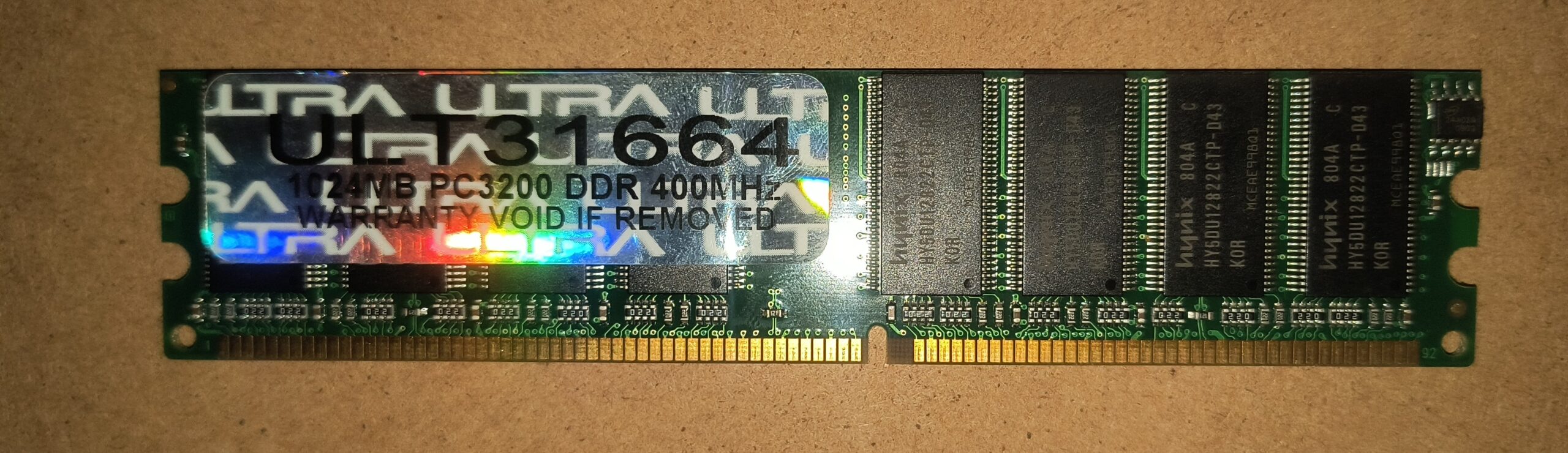 Ultra 1GB DDR SDRAM desktop module for DDR1 motherboards