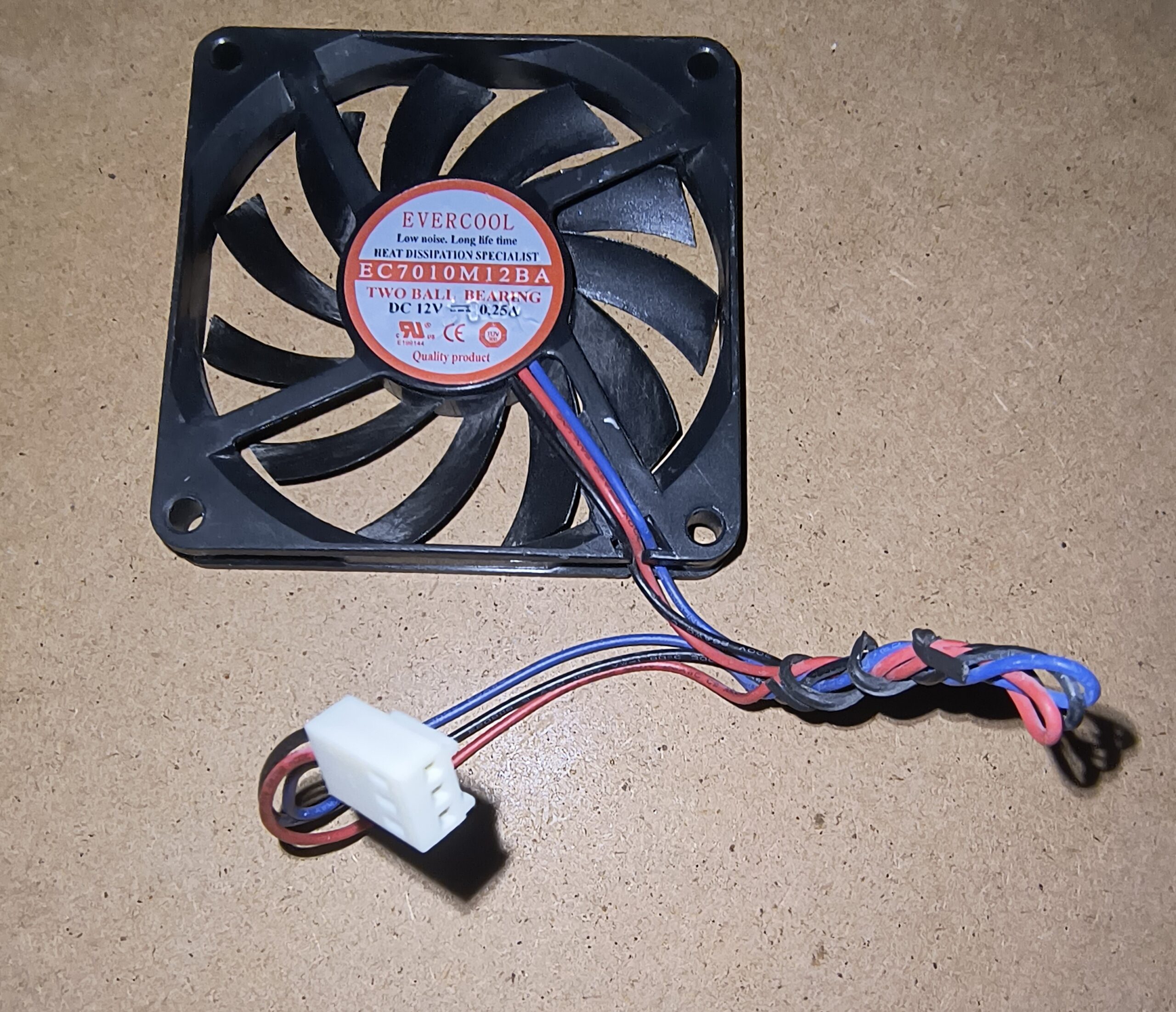 Evercool EC7010M12BA 70mm x 10mm 12V 3-Pin Two Ball Bearing Fan with StarTech label