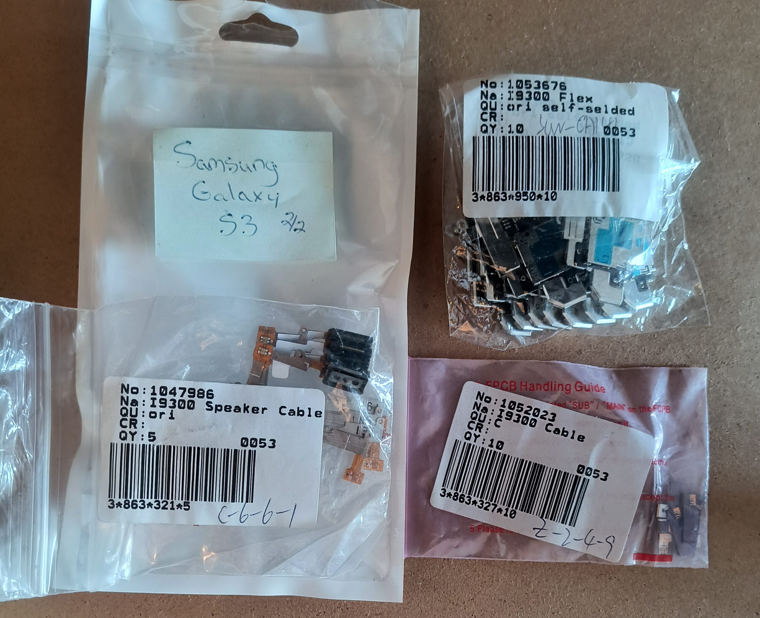 Samsung Galaxy S3 GT-I9300 Flex/Charging Port/Speaker Cable Lot (25 pcs) NOS