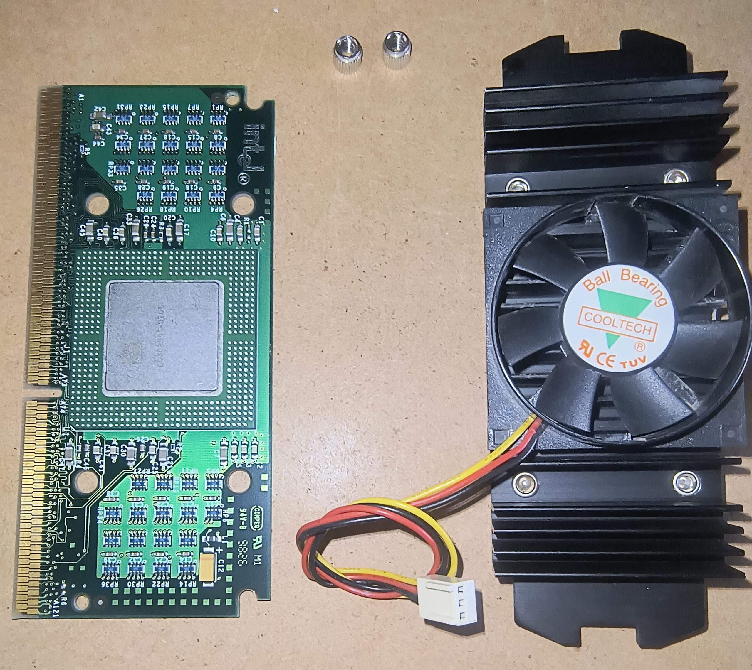 Vintage Intel Celeron MMC-2 Mobile CPU Module with Heatsink Fan