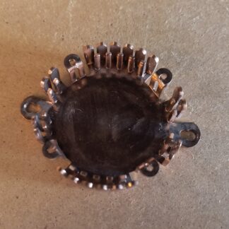 Vintage Raw Copper Round Crown Bezel Connector Setting - Ideal for Jewelry Making