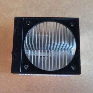 Aluminum CPU Heatsink with 60mm Fan Shroud Used - Image of the compact aluminum CPU heatsink with black plastic fan shroud, ideal for small desktop or DIY cooling applications