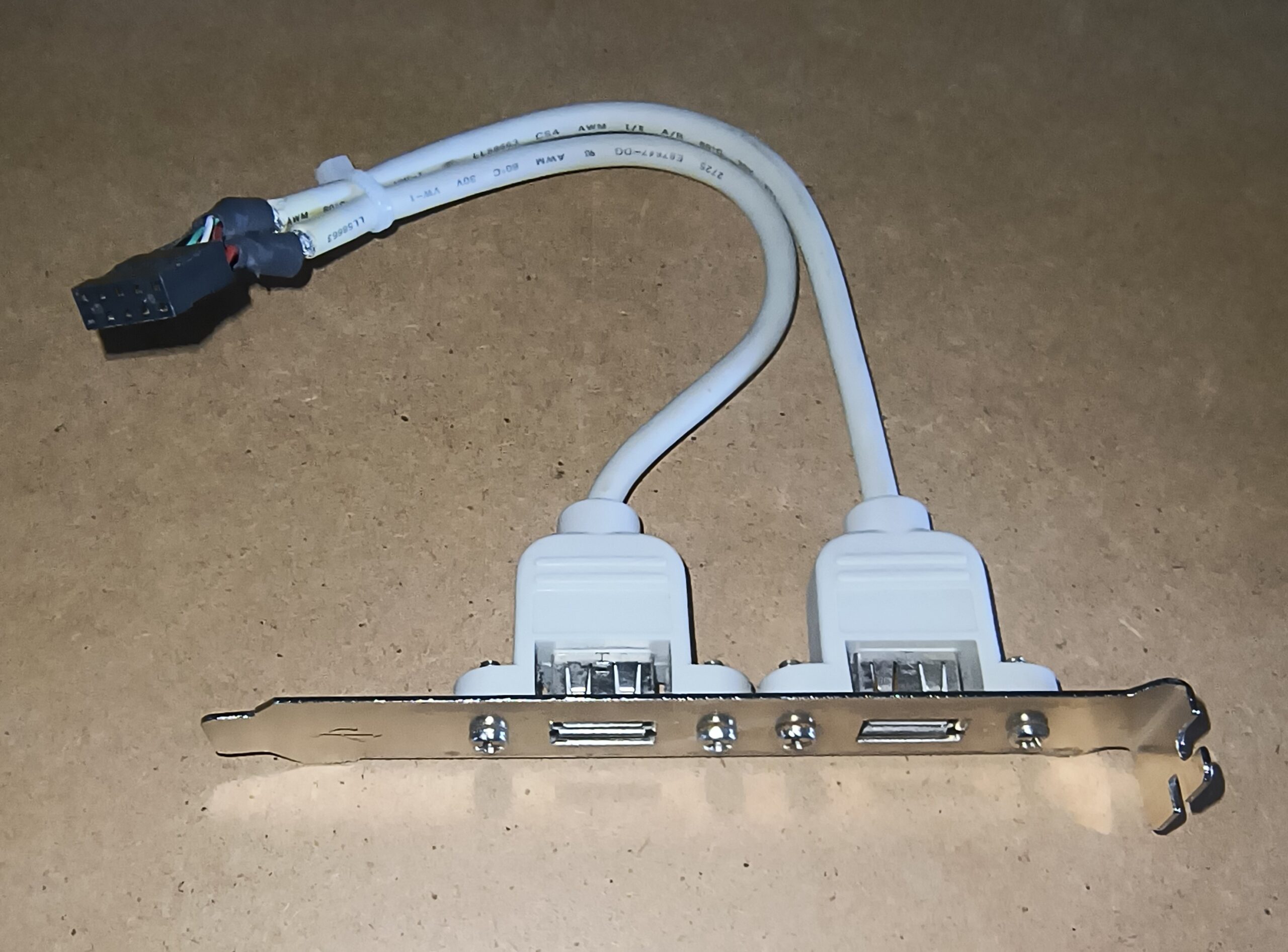 Dual USB 2.0 Rear PCI Slot Bracket Adapter (2x USB-A to 9-Pin Motherboard Header) - Used, tested working dual USB 2.0 rear expansion bracket