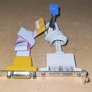 Set of two rear I/O slot brackets for retro PCs with dual USB 2.0 and DB15 game/MIDI ports