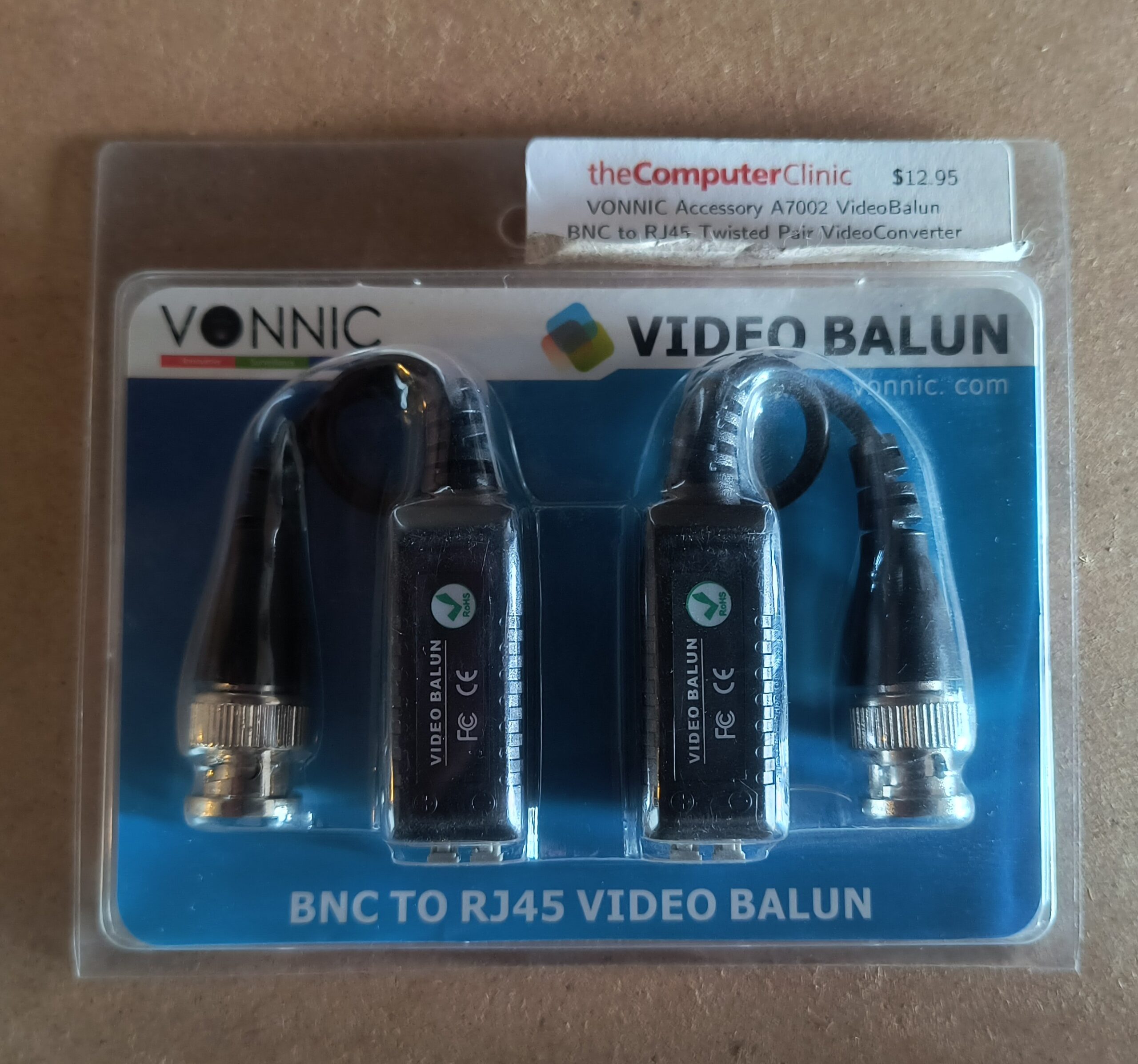 VONNIC A7002 BNC to RJ45 Video Balun Pair - Passive CCTV UTP Converter