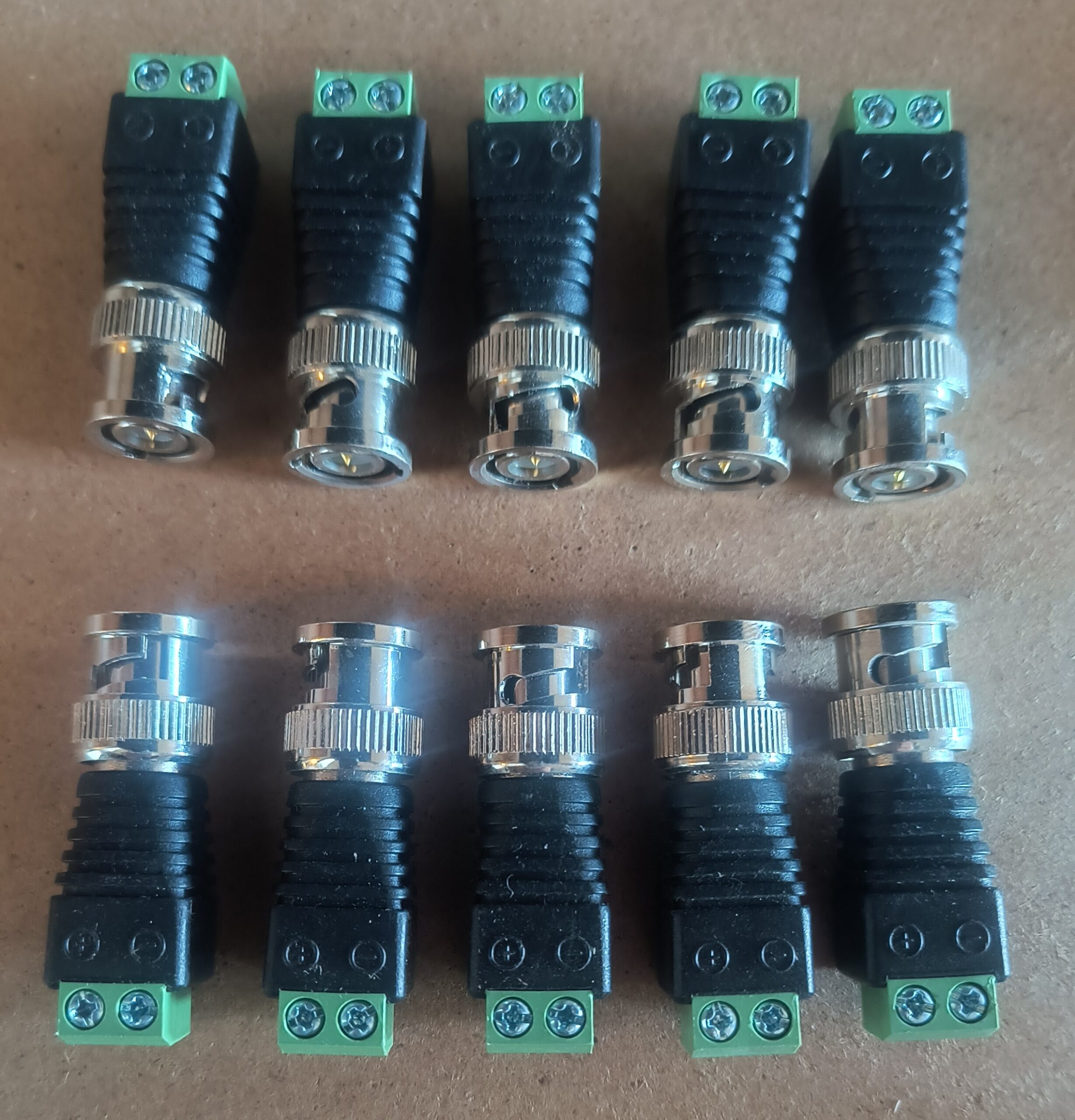 10x BNC Male to 2-Pin Screw Terminal Adapter Connectors for CCTV/Video