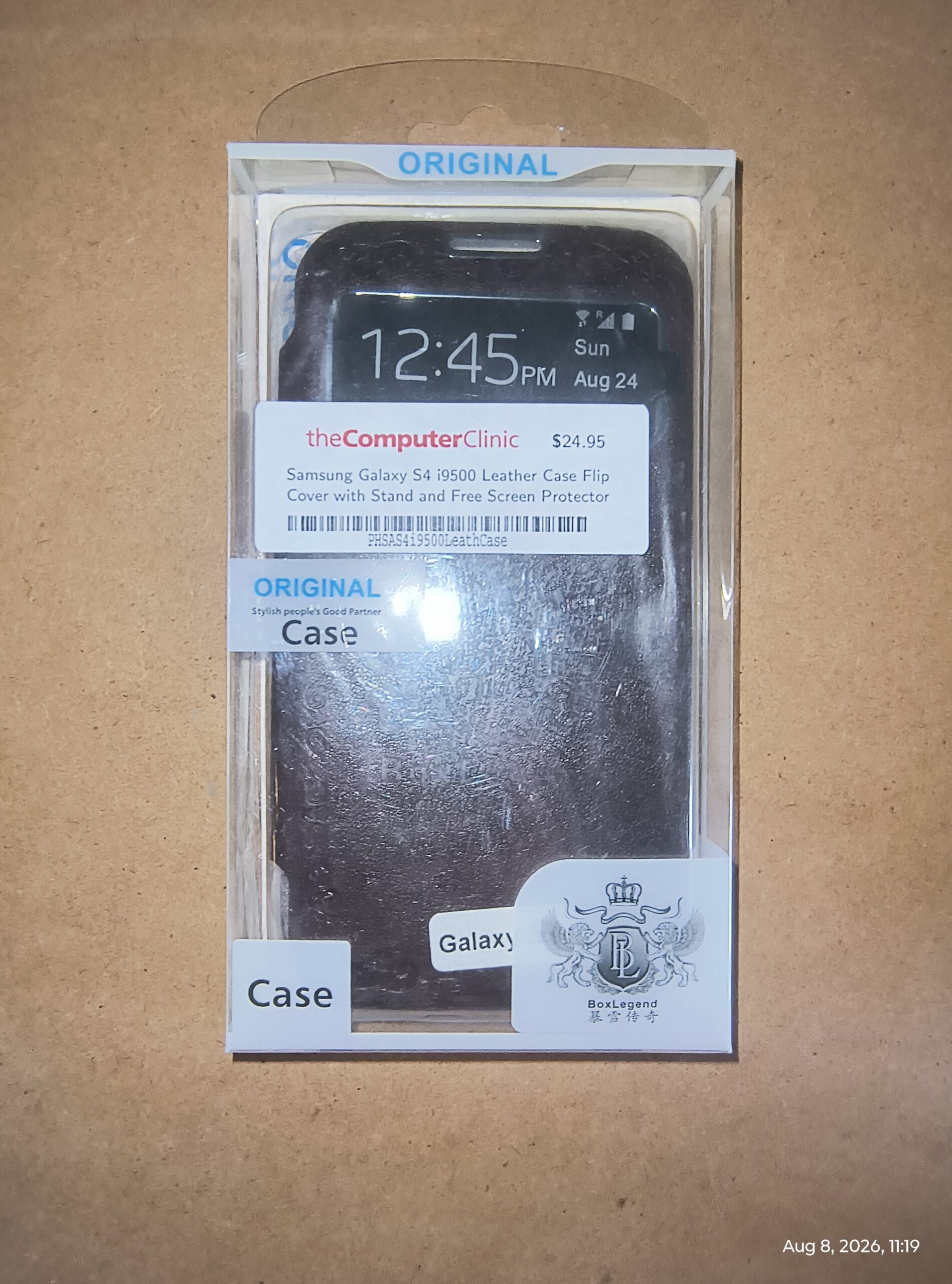 Samsung Galaxy S4 i9500 Leather Flip Case with Stand and Screen Protector in Black by BoxLegend